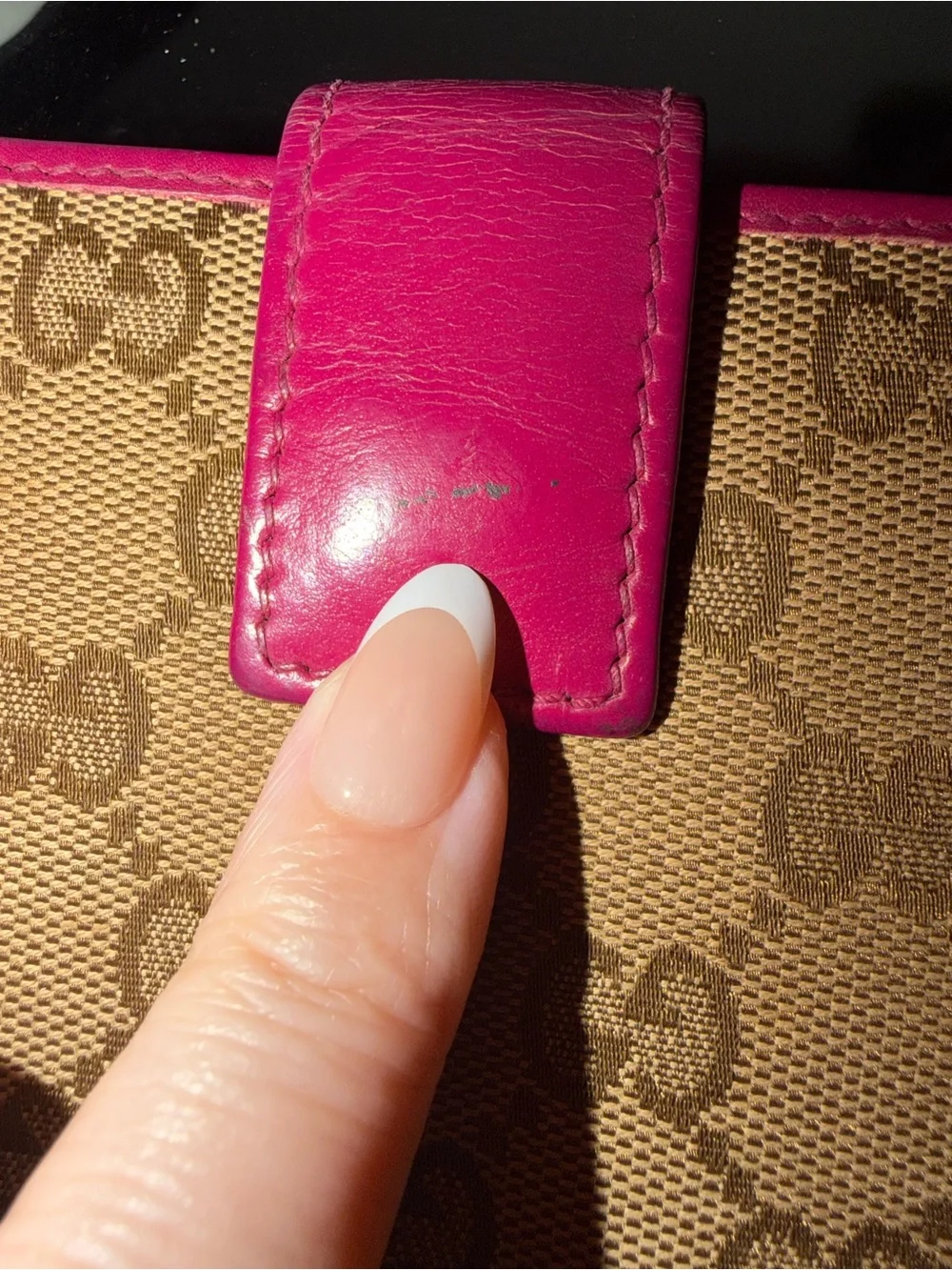 Gucci Vintage GG Canvas Convertible Wallet On Chain Pink WOC